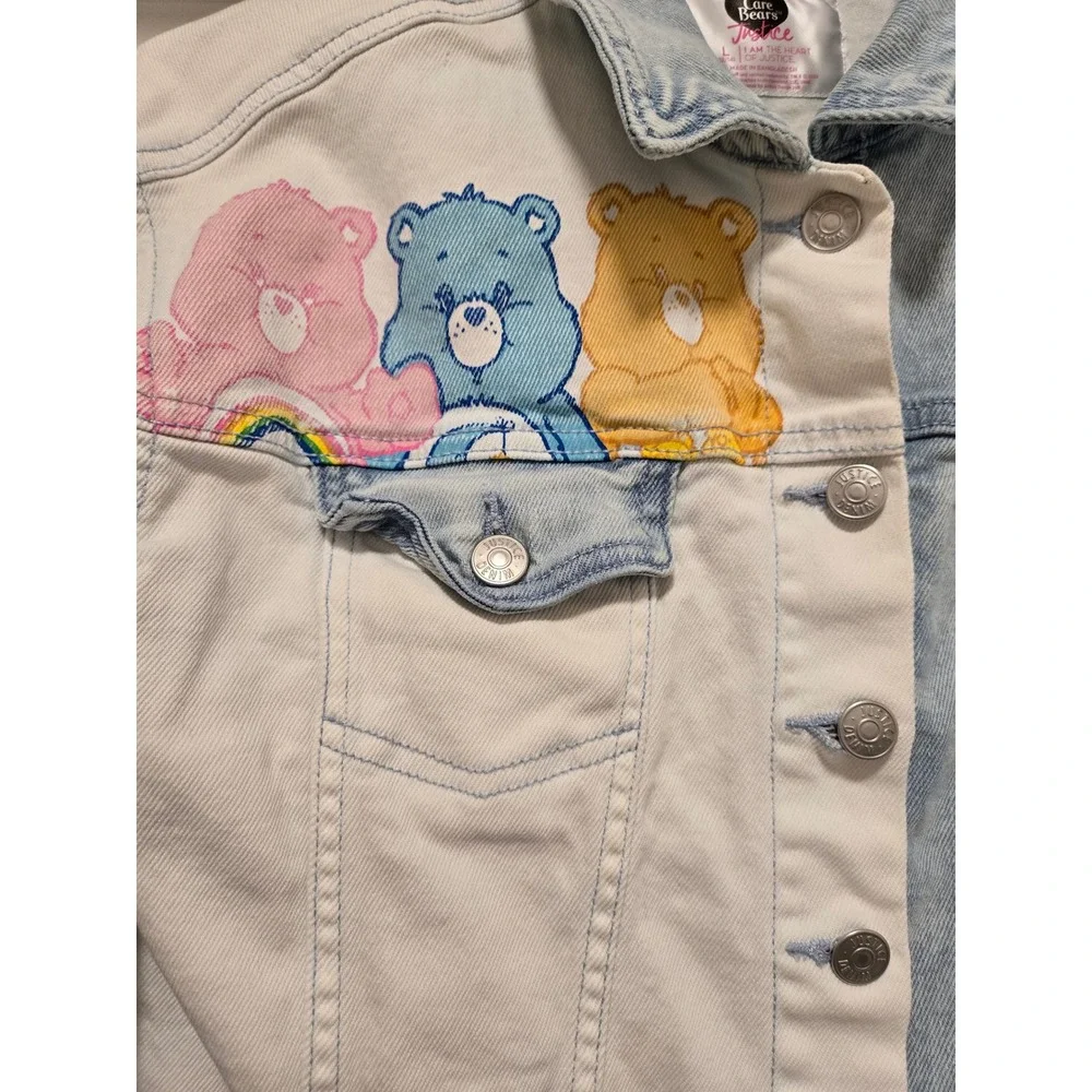 Justice x Care Bears Girls Denim Jacket Skirt Set Light Wash Two-Tone L 12/14
